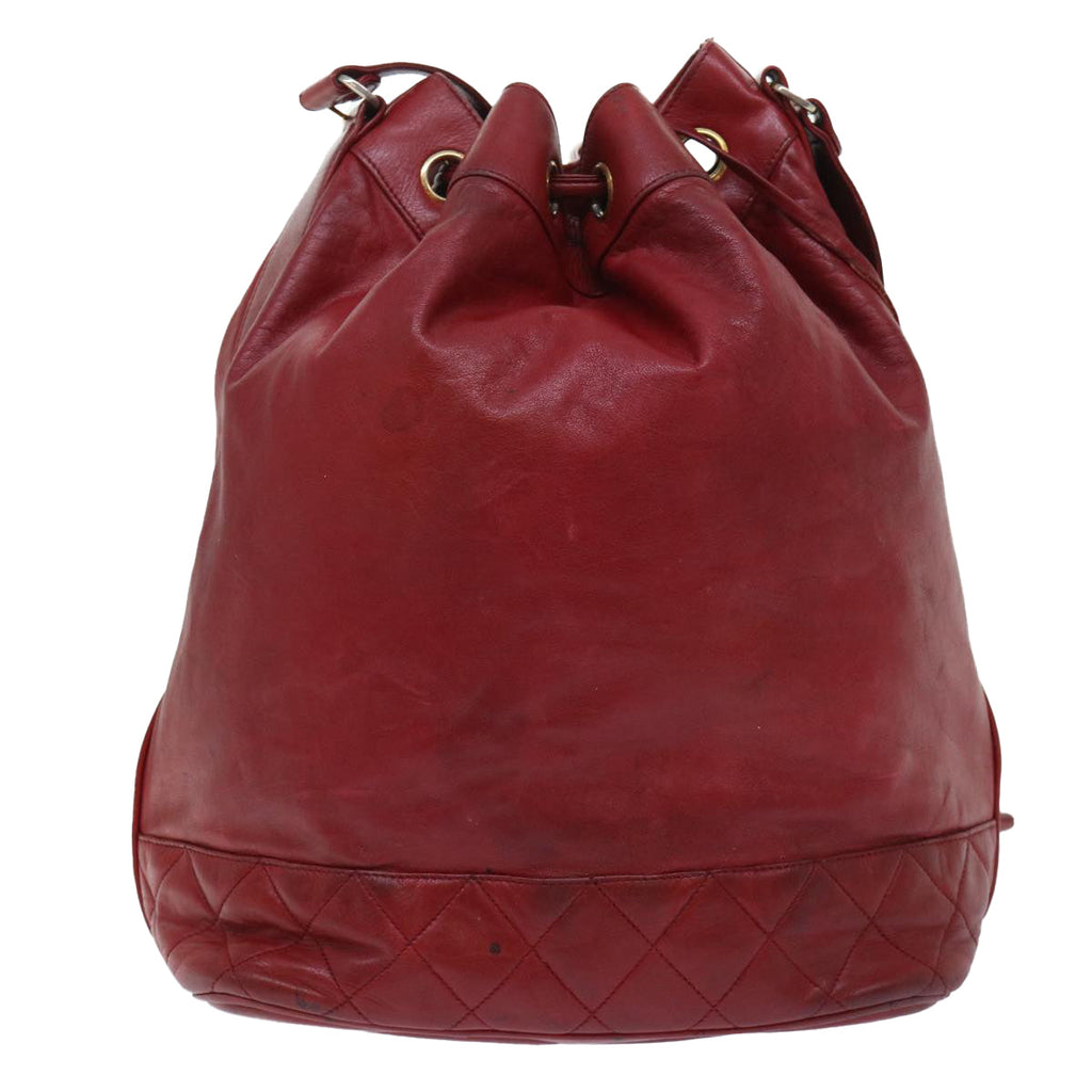 CHANEL Chain Shoulder Bag Lamb Skin Red CC bs7902