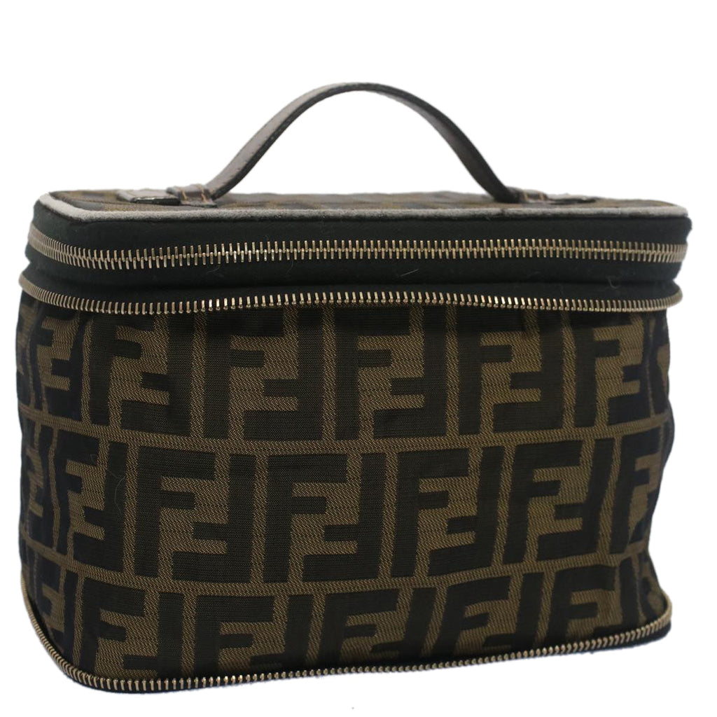 FENDI Zucca Canvas Vanity Cosmetic Pouch Black Brown bs7906