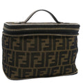FENDI Zucca Canvas Vanity Cosmetic Pouch Black Brown bs7906
