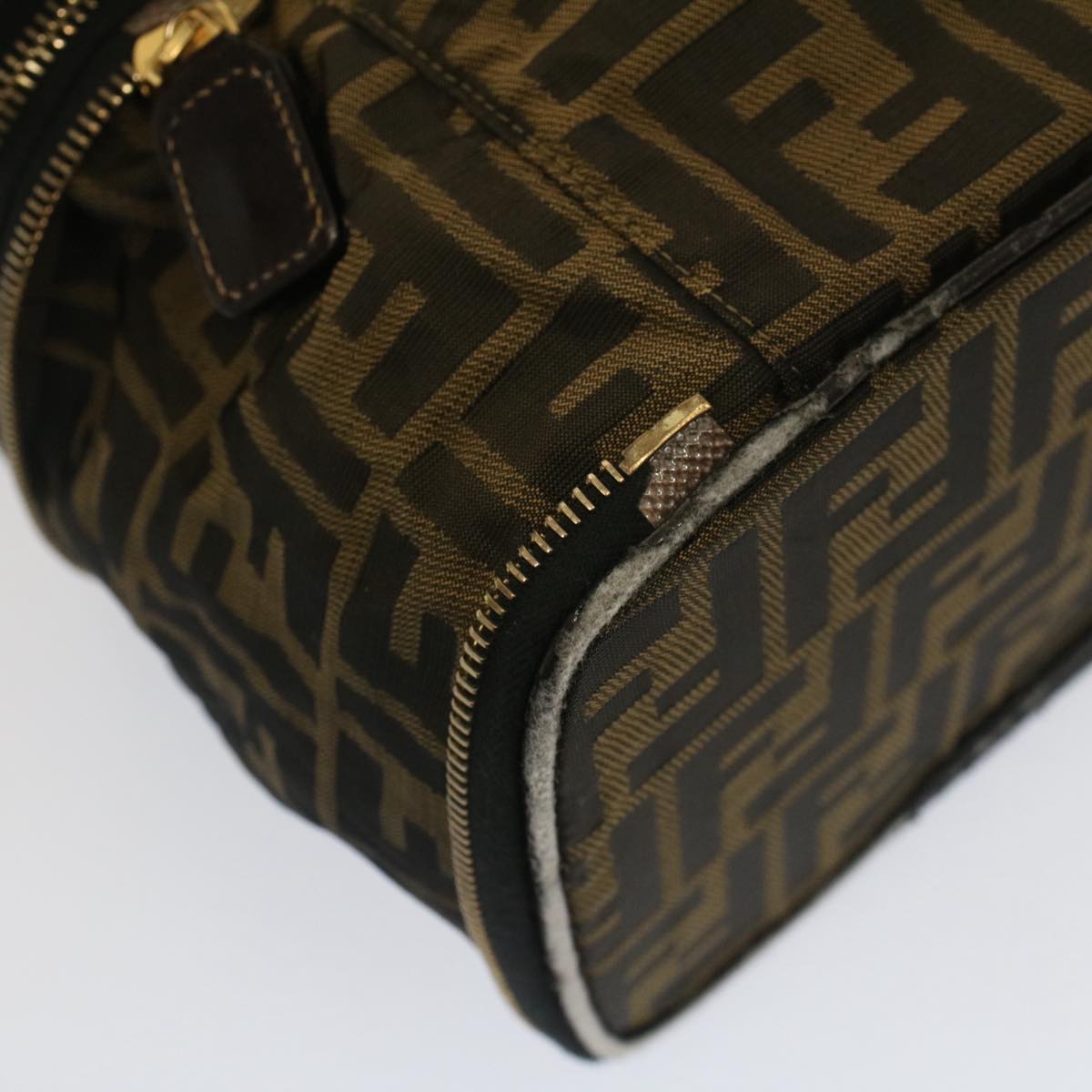 FENDI Zucca Canvas Vanity Cosmetic Pouch Black Brown bs7906