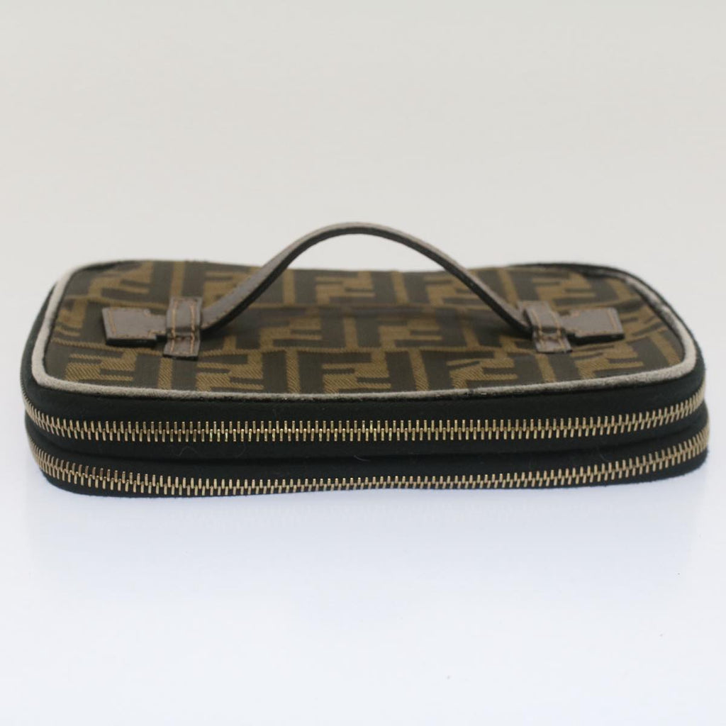FENDI Zucca Canvas Vanity Cosmetic Pouch Black Brown bs7906
