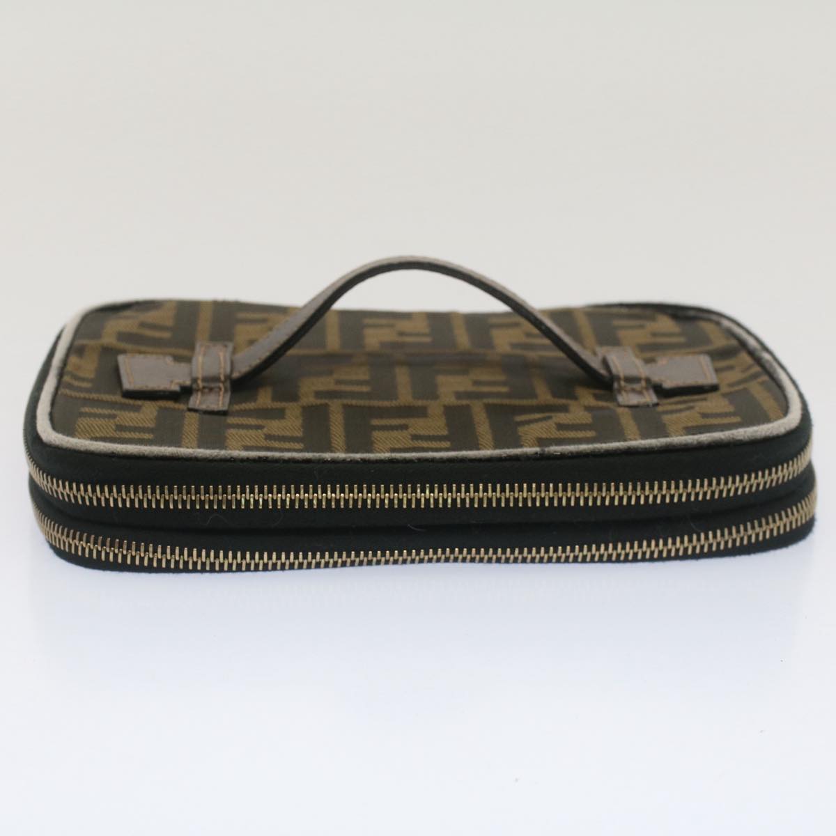 FENDI Zucca Canvas Vanity Cosmetic Pouch Black Brown bs7906