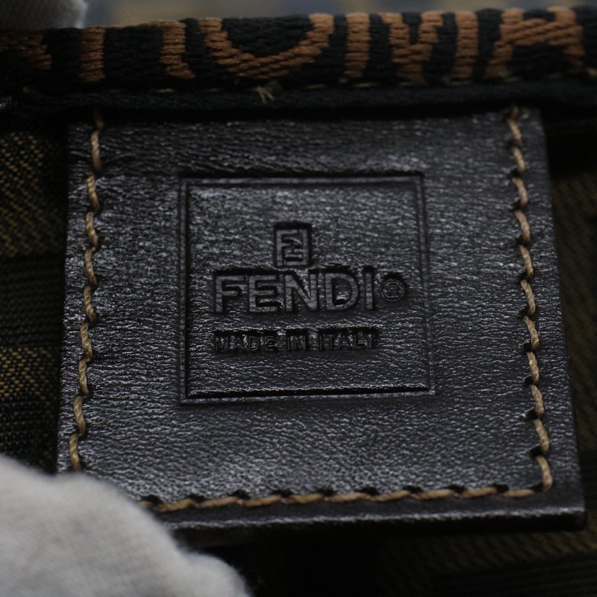 FENDI Zucca Canvas Vanity Cosmetic Pouch Black Brown bs7906