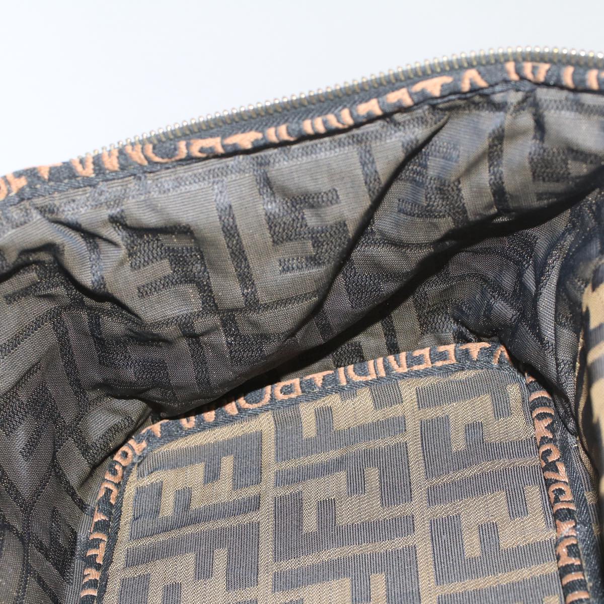 FENDI Zucca Canvas Vanity Cosmetic Pouch Black Brown bs7906