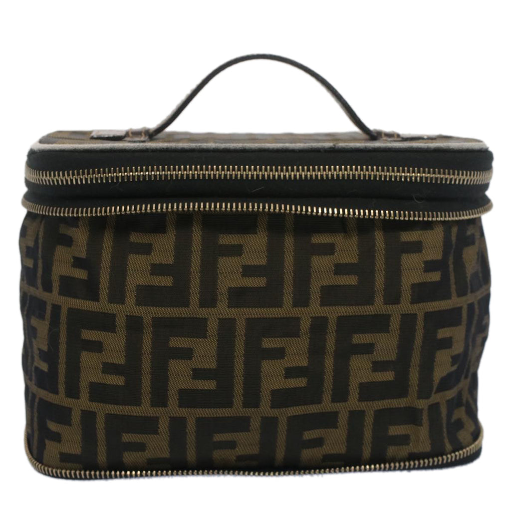 FENDI Zucca Canvas Vanity Cosmetic Pouch Black Brown bs7906