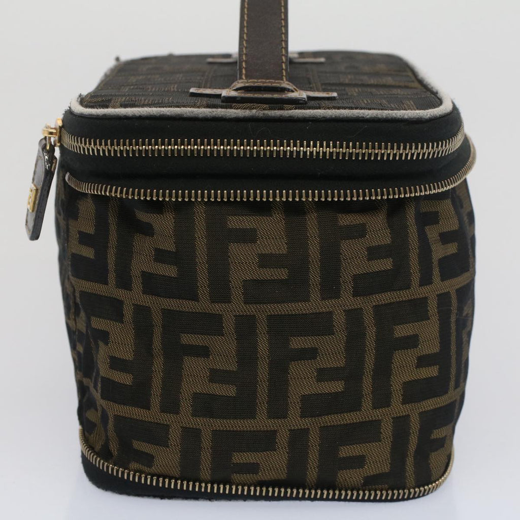 FENDI Zucca Canvas Vanity Cosmetic Pouch Black Brown bs7906