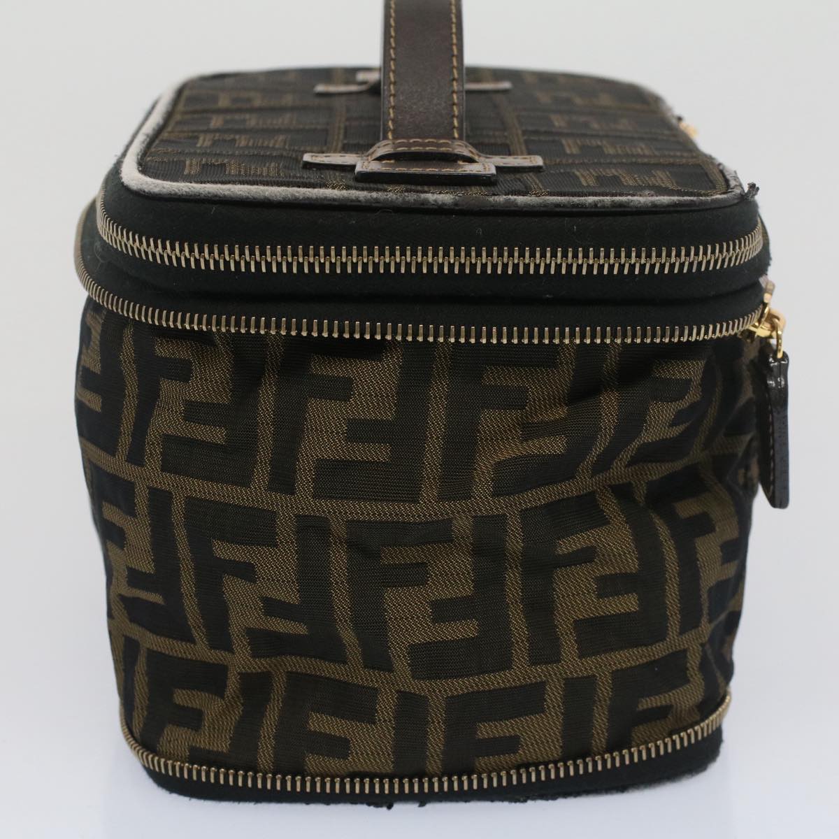 FENDI Zucca Canvas Vanity Cosmetic Pouch Black Brown bs7906