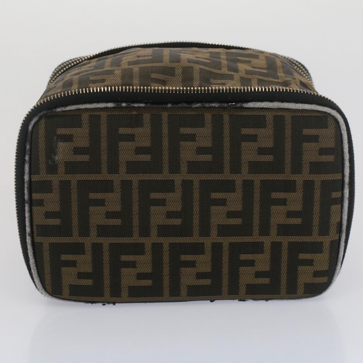 FENDI Zucca Canvas Vanity Cosmetic Pouch Black Brown bs7906