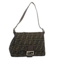 FENDI Zucca Canvas Mamma Baguette Shoulder Bag Black Brown bs7918