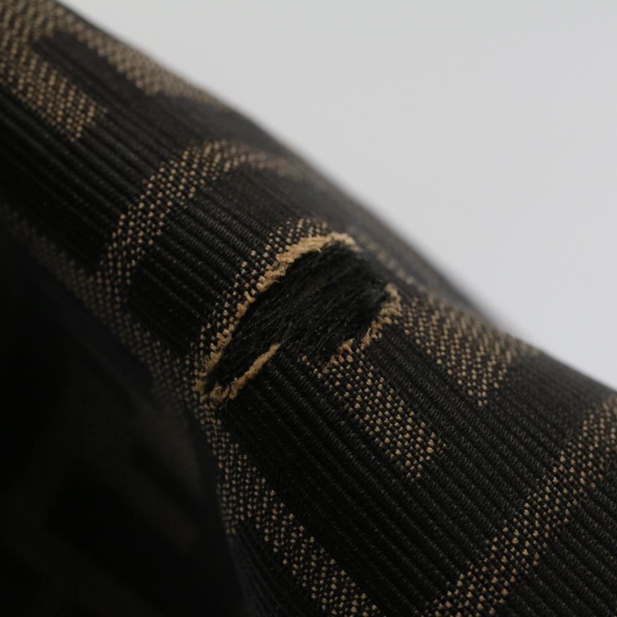 FENDI Zucca Canvas Mamma Baguette Shoulder Bag Black Brown bs7918