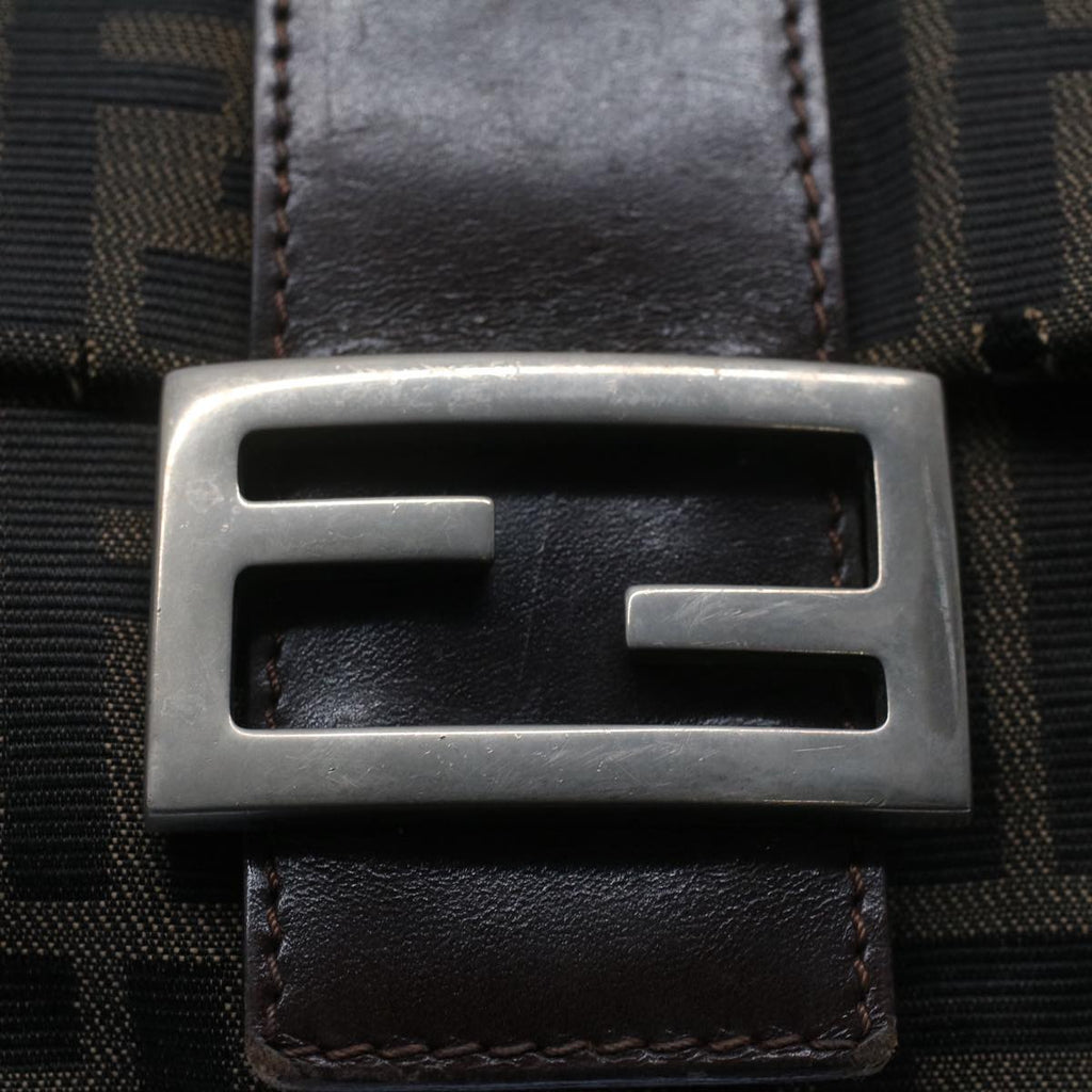 FENDI Zucca Canvas Mamma Baguette Shoulder Bag Black Brown bs7918