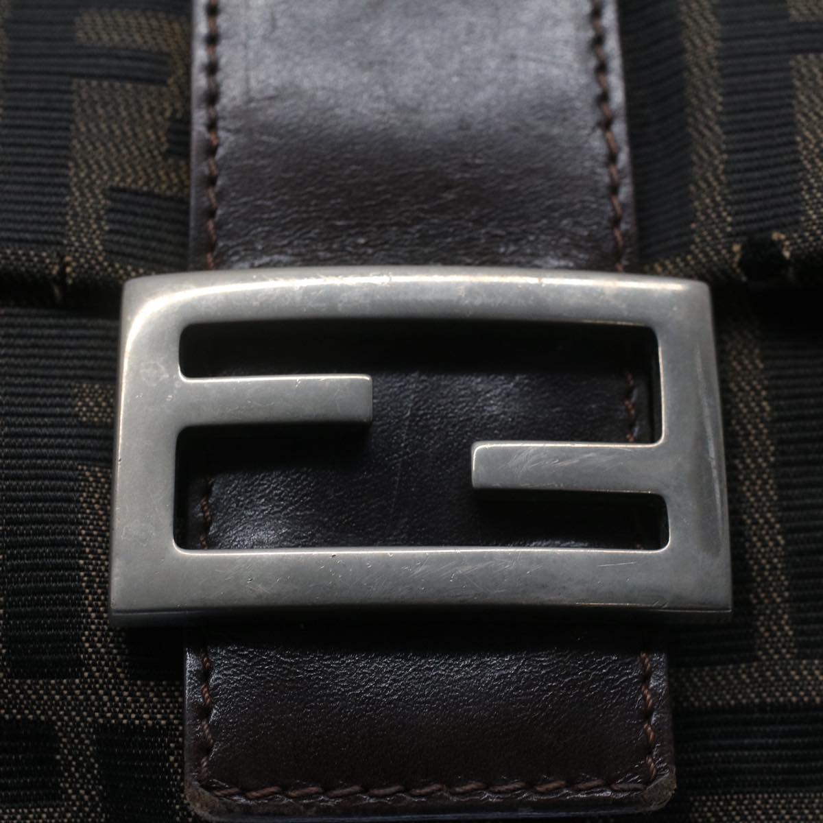 FENDI Zucca Canvas Mamma Baguette Shoulder Bag Black Brown bs7918