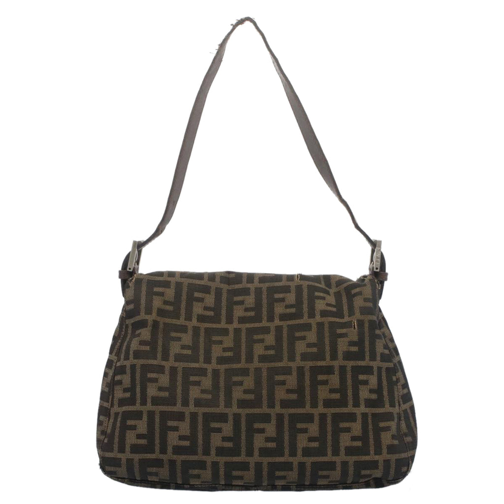 FENDI Zucca Canvas Mamma Baguette Shoulder Bag Black Brown bs7918