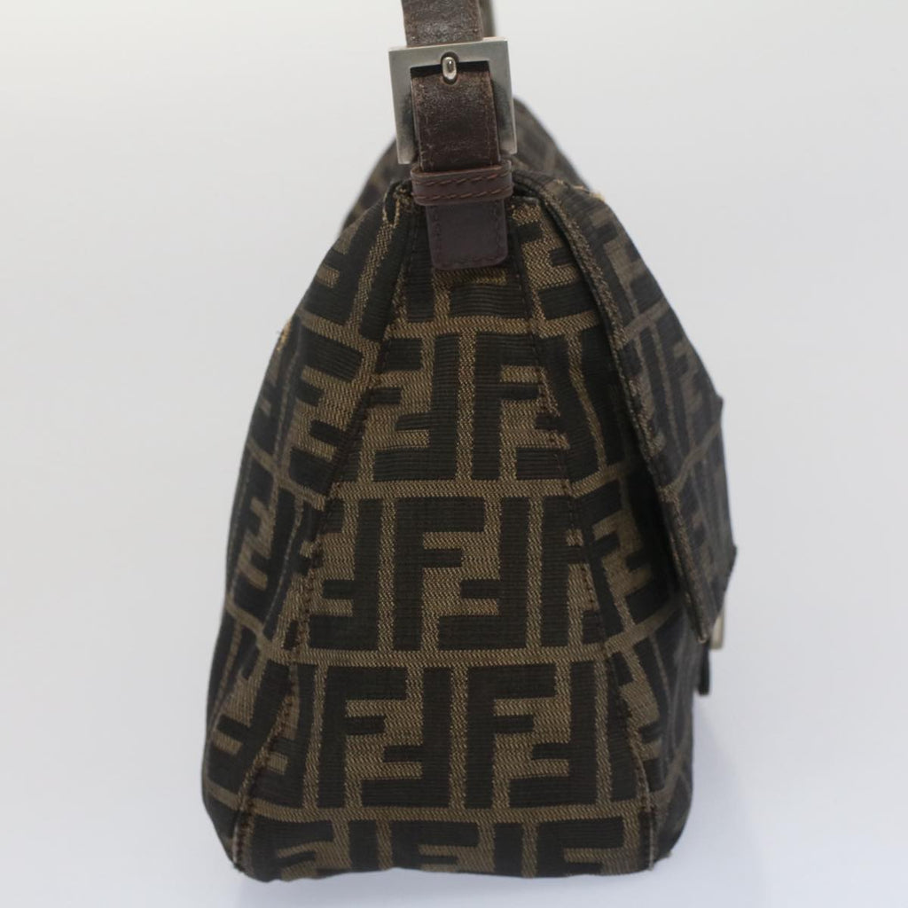 FENDI Zucca Canvas Mamma Baguette Shoulder Bag Black Brown bs7918