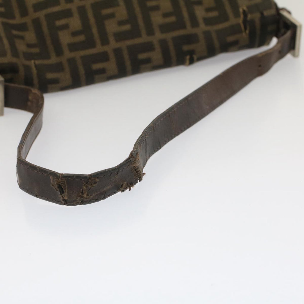 FENDI Zucca Canvas Mamma Baguette Shoulder Bag Black Brown bs7918
