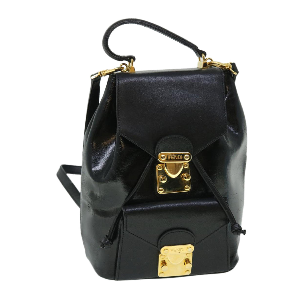 FENDI Backpack Leather Black bs7930
