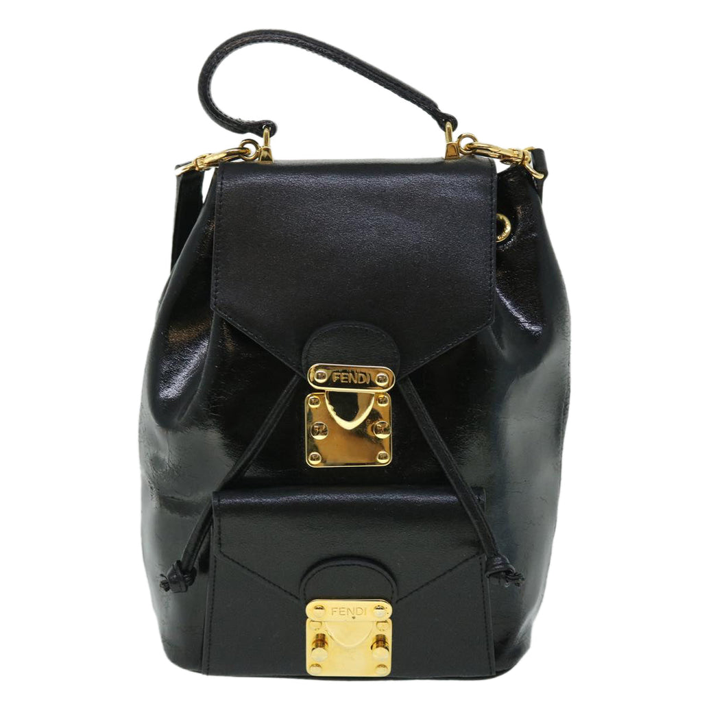 FENDI Backpack Leather Black bs7930