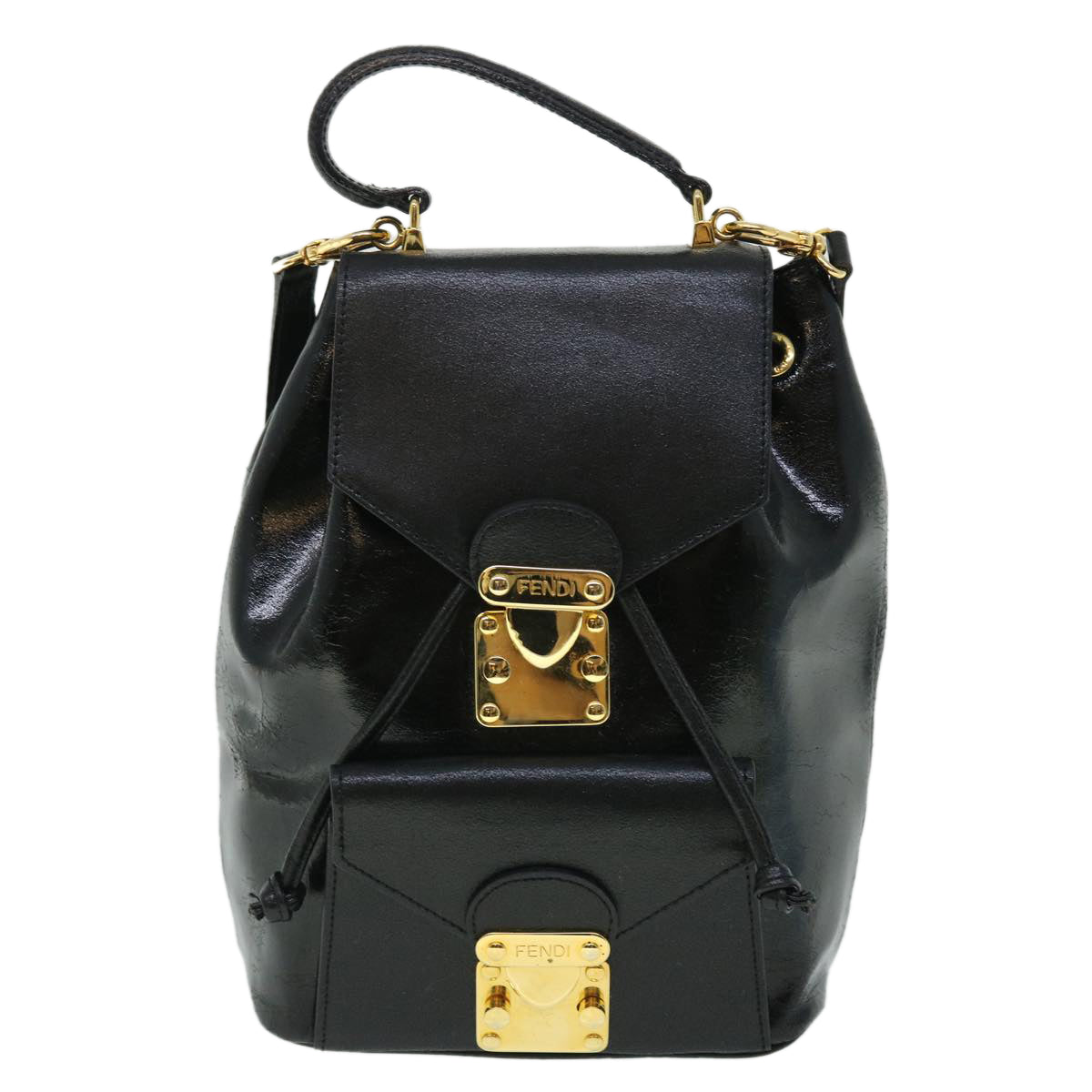 FENDI Backpack Leather Black bs7930