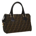 FENDI Zucca Canvas Boston Bag Leather Black Brown bs7951