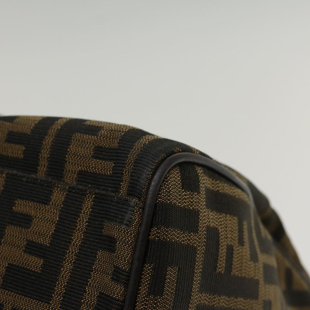 FENDI Zucca Canvas Boston Bag Leather Black Brown bs7951