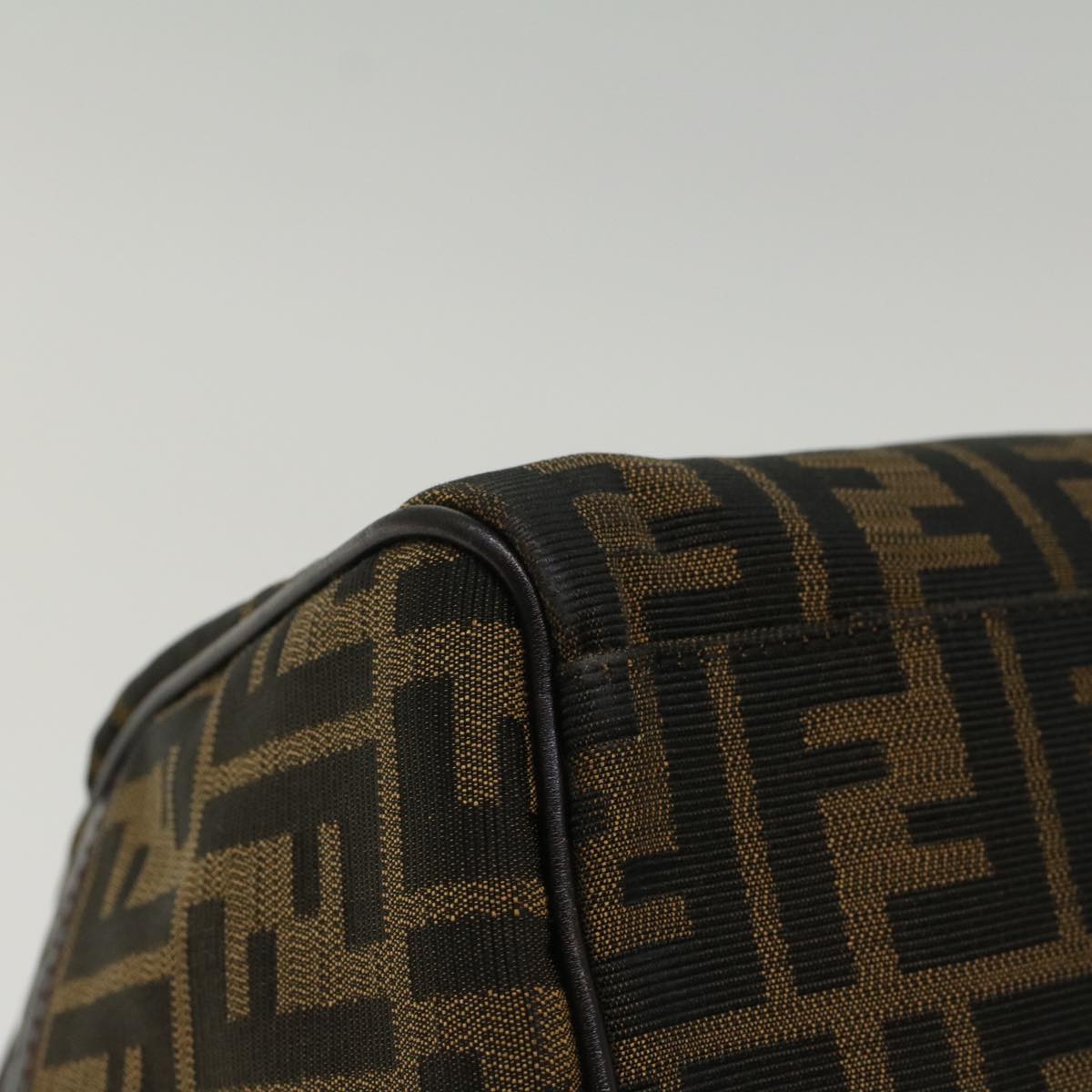 FENDI Zucca Canvas Boston Bag Leather Black Brown bs7951