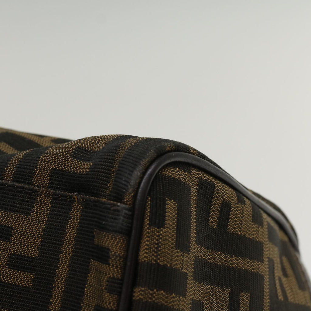 FENDI Zucca Canvas Boston Bag Leather Black Brown bs7951