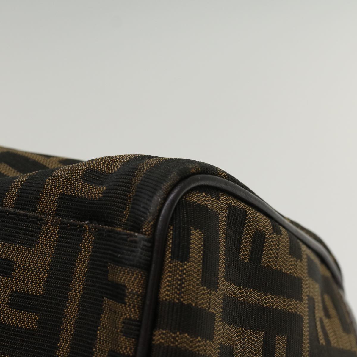 FENDI Zucca Canvas Boston Bag Leather Black Brown bs7951