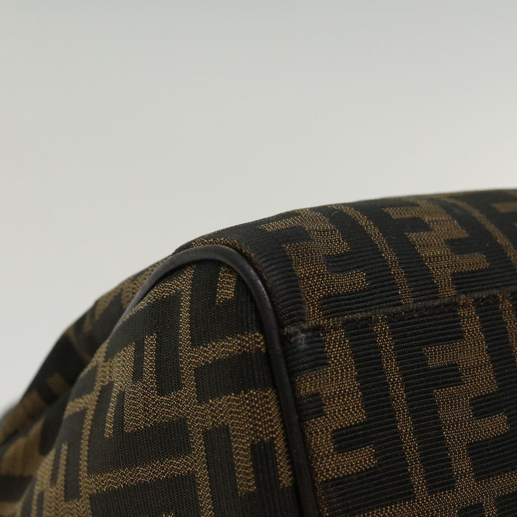FENDI Zucca Canvas Boston Bag Leather Black Brown bs7951