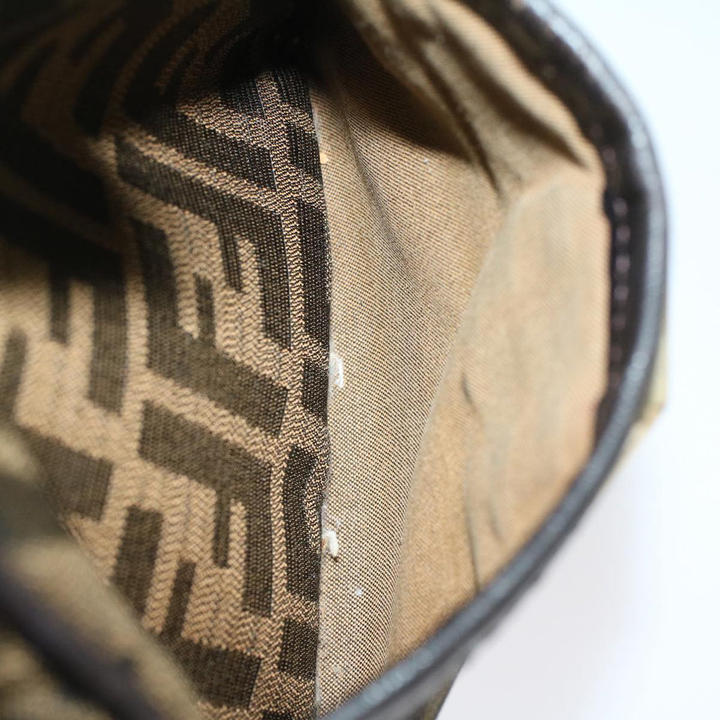 FENDI Zucca Canvas Boston Bag Leather Black Brown bs7951
