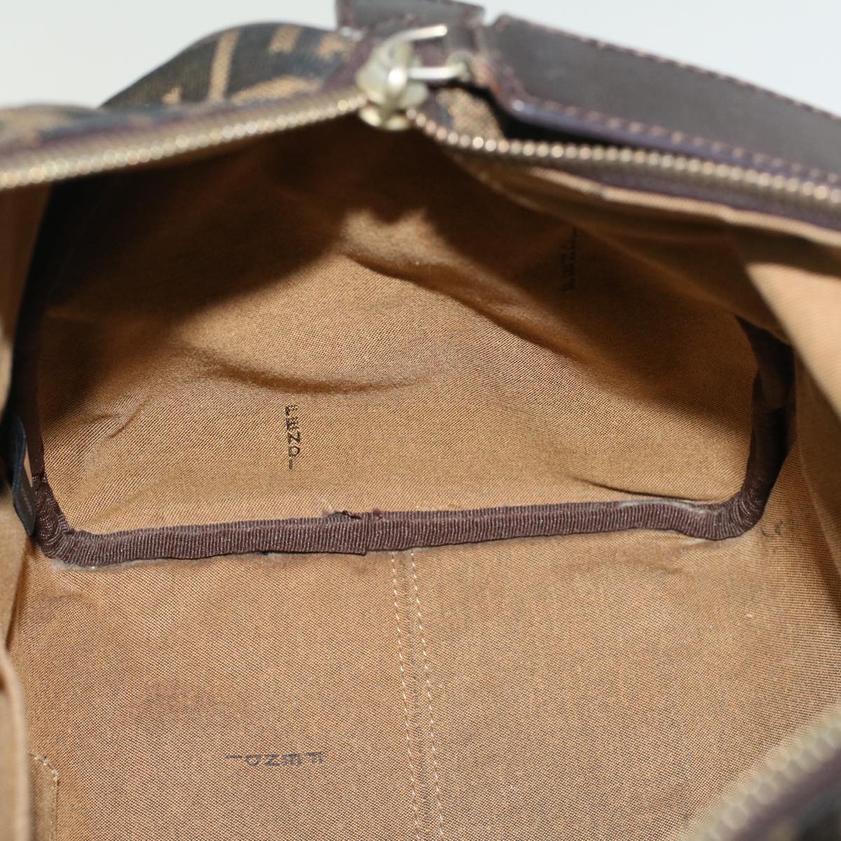 FENDI Zucca Canvas Boston Bag Leather Black Brown bs7951