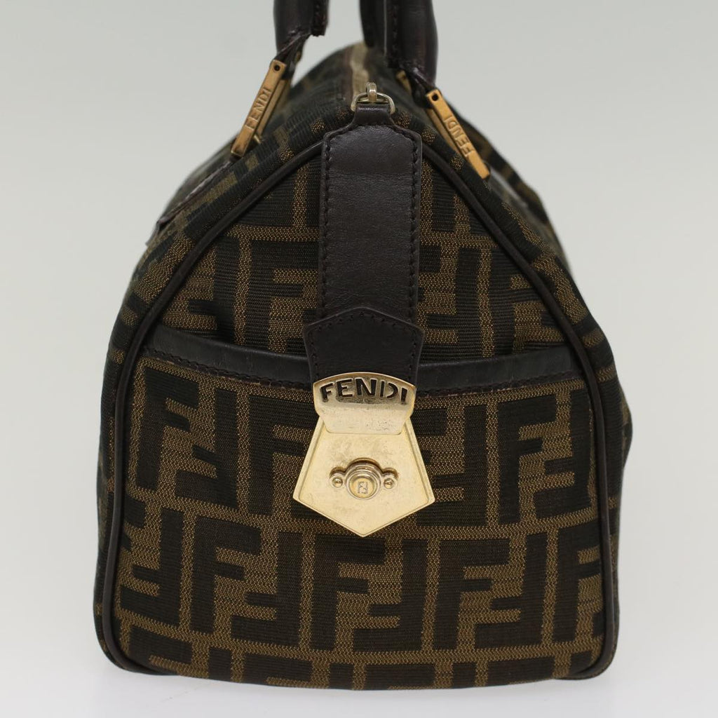 FENDI Zucca Canvas Boston Bag Leather Black Brown bs7951