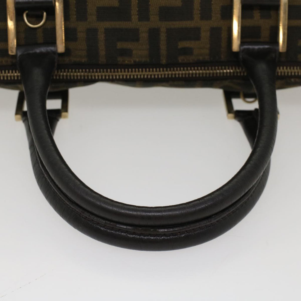 FENDI Zucca Canvas Boston Bag Leather Black Brown bs7951