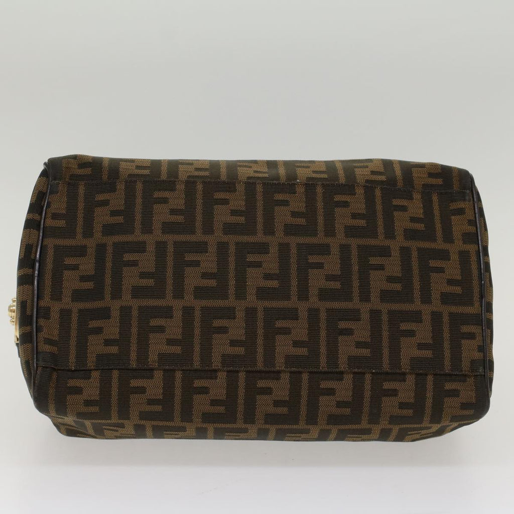 FENDI Zucca Canvas Boston Bag Leather Black Brown bs7951