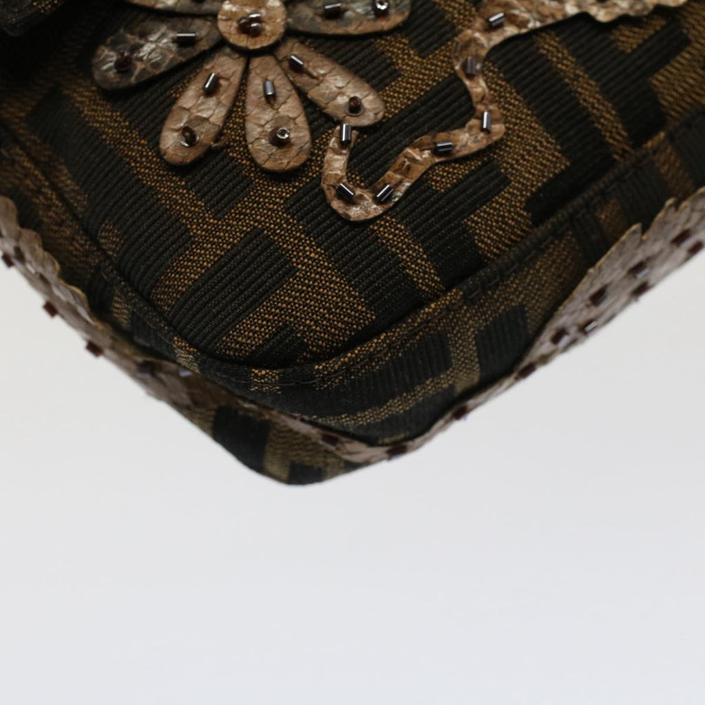 FENDI Zucca Canvas Mamma Baguette Shoulder Bag Black Brown bs7953A