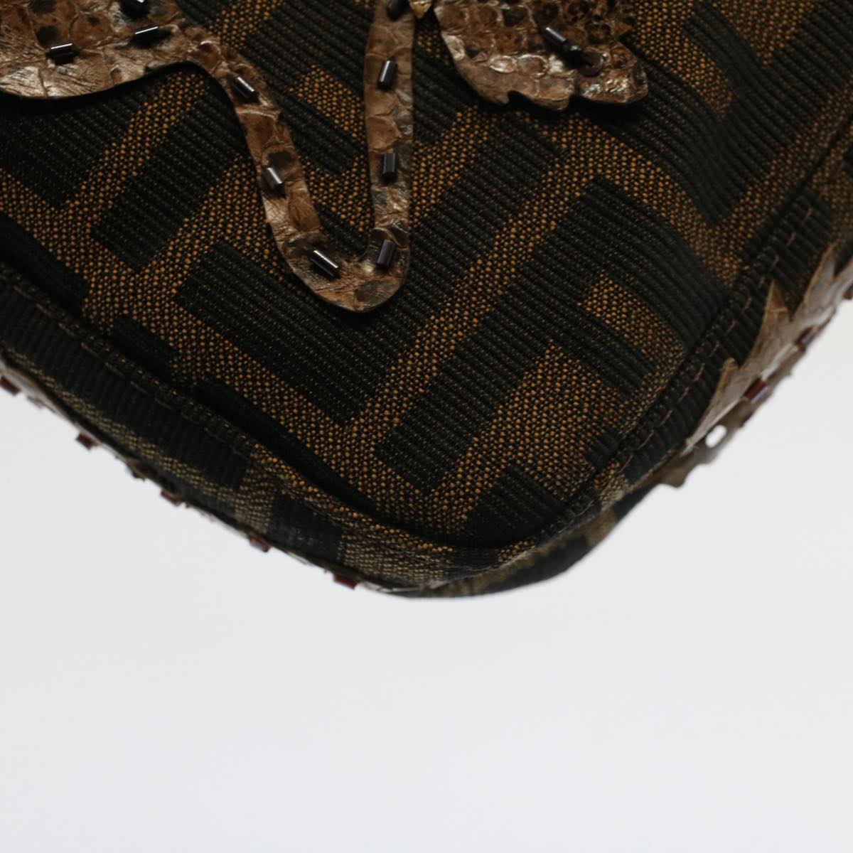 FENDI Zucca Canvas Mamma Baguette Shoulder Bag Black Brown bs7953A