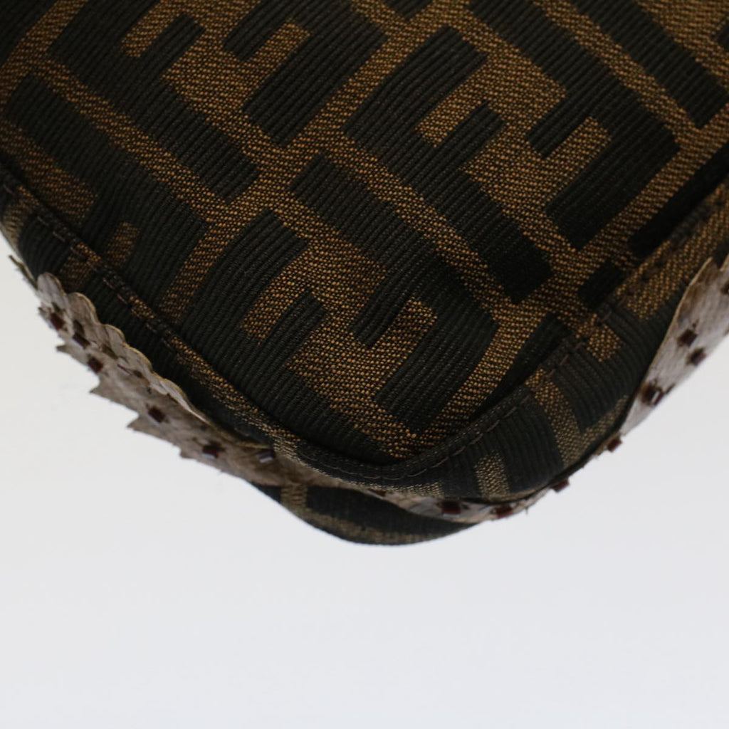 FENDI Zucca Canvas Mamma Baguette Shoulder Bag Black Brown bs7953
