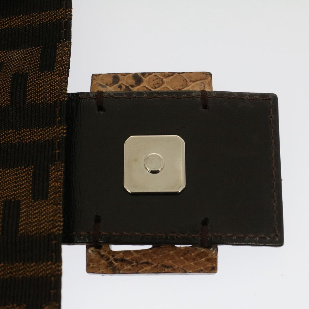 FENDI Zucca Canvas Mamma Baguette Shoulder Bag Black Brown bs7953