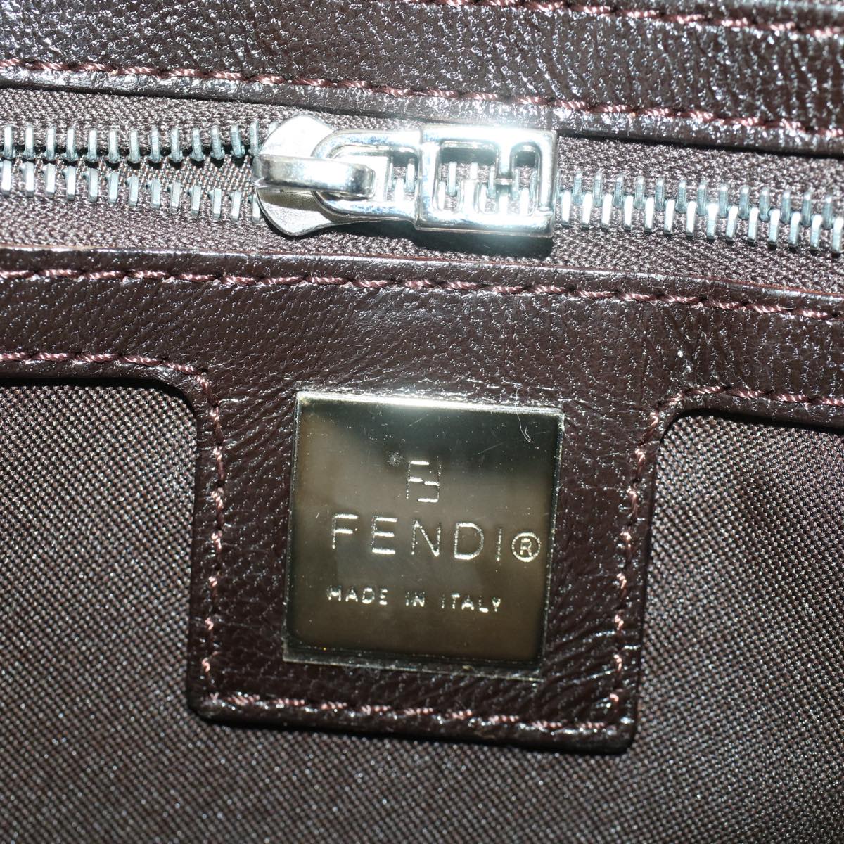 FENDI Zucca Canvas Mamma Baguette Shoulder Bag Black Brown bs7953A