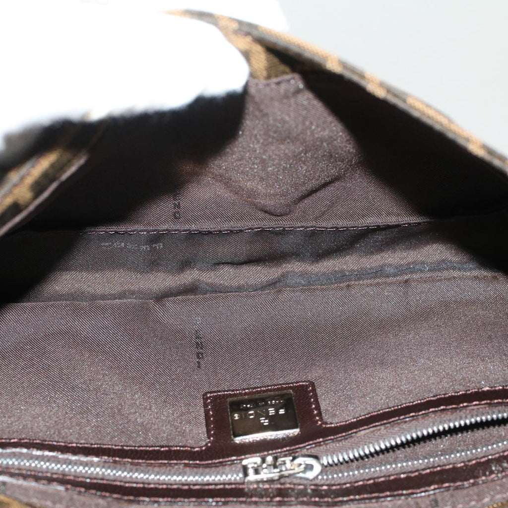 FENDI Zucca Canvas Mamma Baguette Shoulder Bag Black Brown bs7953A