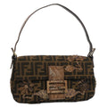 FENDI Zucca Canvas Mamma Baguette Shoulder Bag Black Brown bs7953