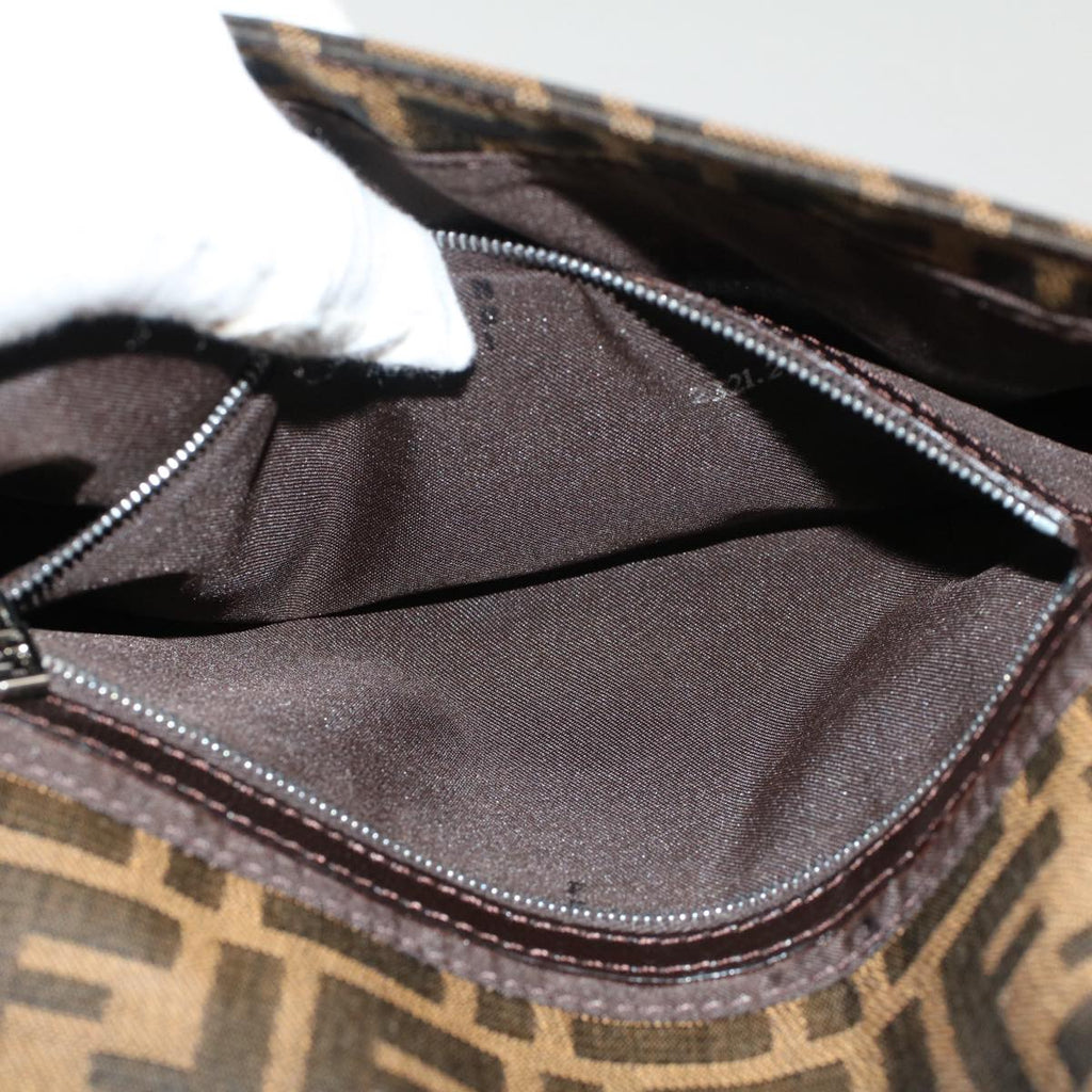 FENDI Zucca Canvas Mamma Baguette Shoulder Bag Black Brown bs7953A