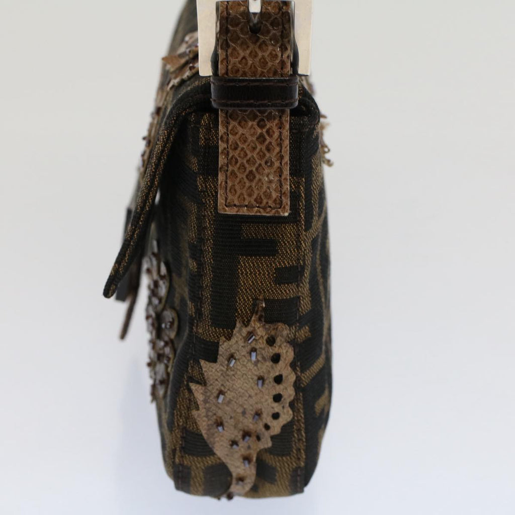 FENDI Zucca Canvas Mamma Baguette Shoulder Bag Black Brown bs7953A
