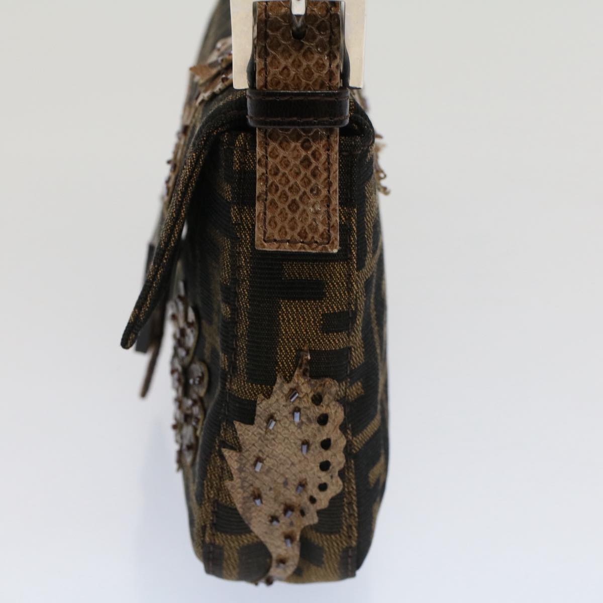FENDI Zucca Canvas Mamma Baguette Shoulder Bag Black Brown bs7953A