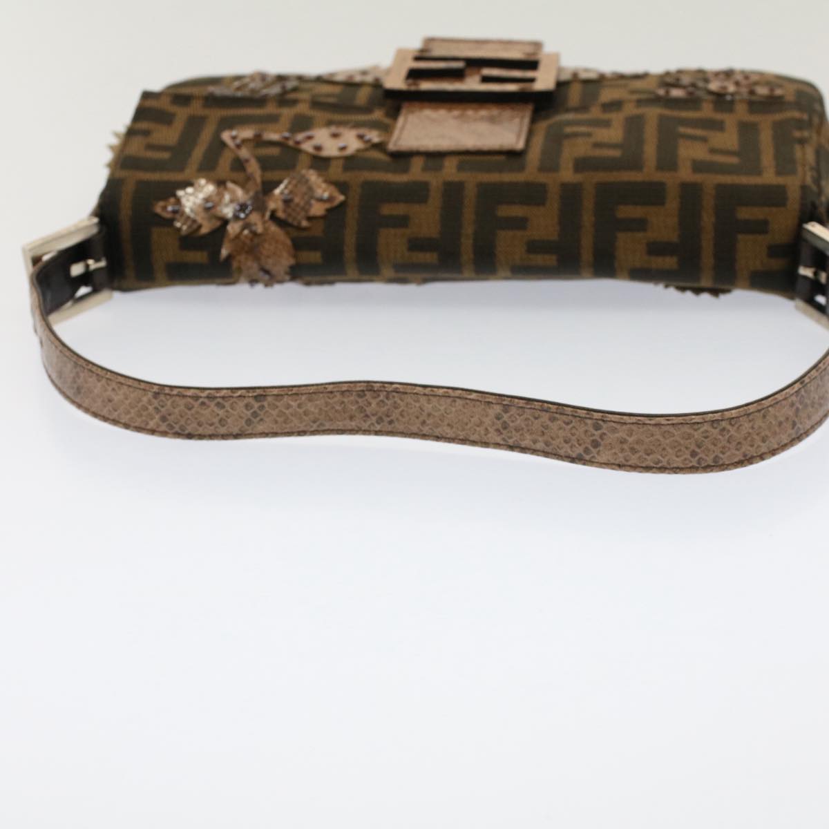 FENDI Zucca Canvas Mamma Baguette Shoulder Bag Black Brown bs7953