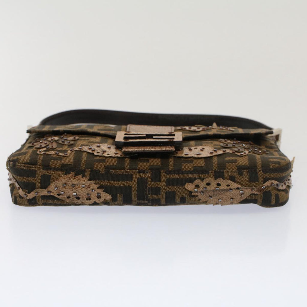 FENDI Zucca Canvas Mamma Baguette Shoulder Bag Black Brown bs7953