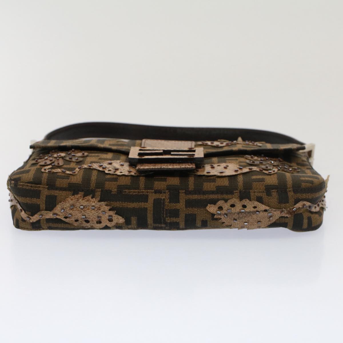 FENDI Zucca Canvas Mamma Baguette Shoulder Bag Black Brown bs7953