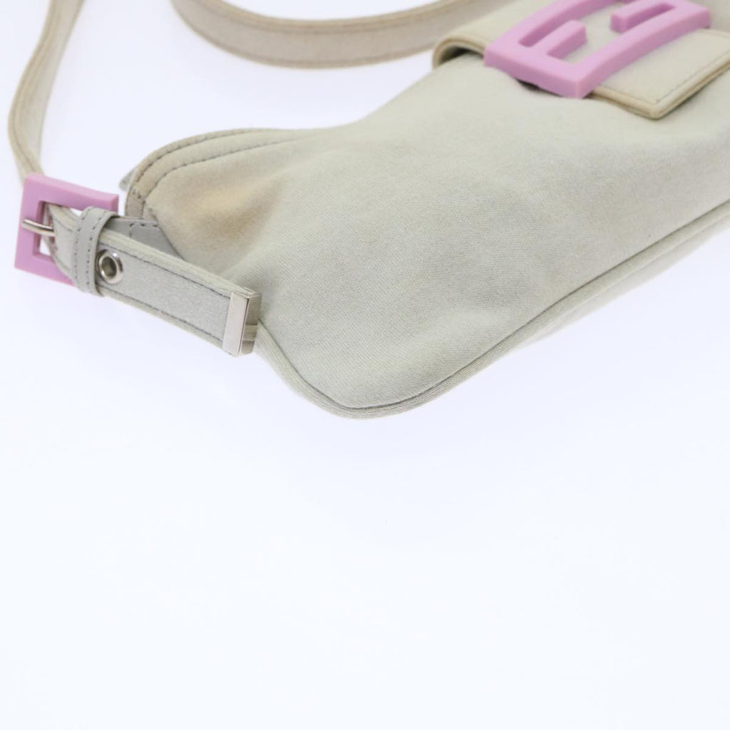 FENDI Mamma Baguette Shoulder Bag cotton Beige Pink bs7965