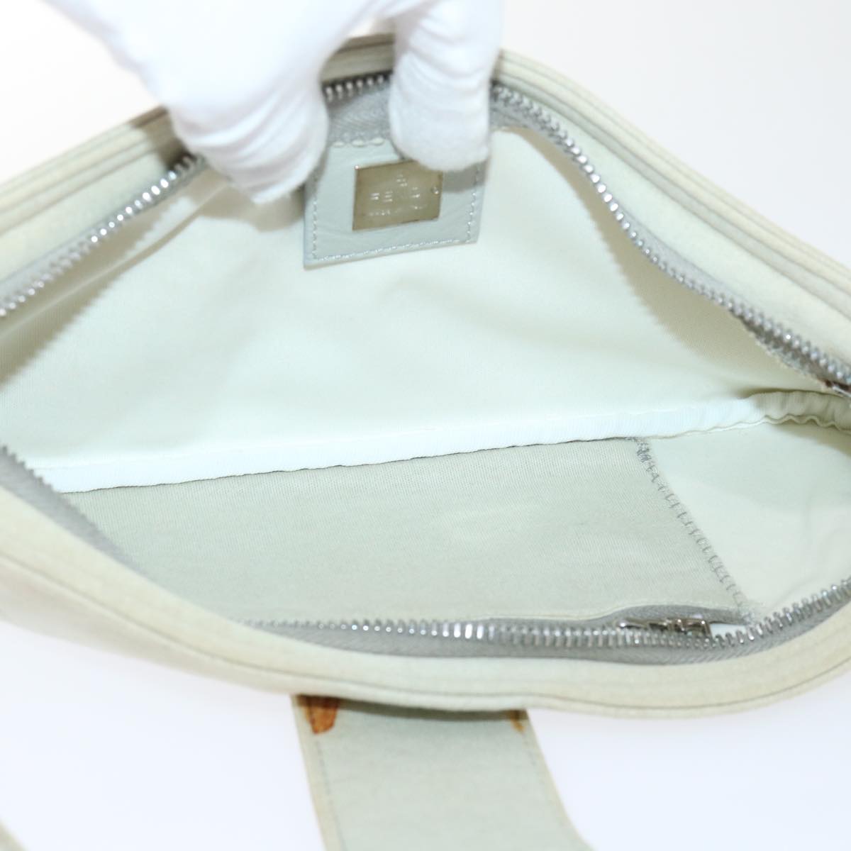FENDI Mamma Baguette Shoulder Bag cotton Beige Pink bs7965