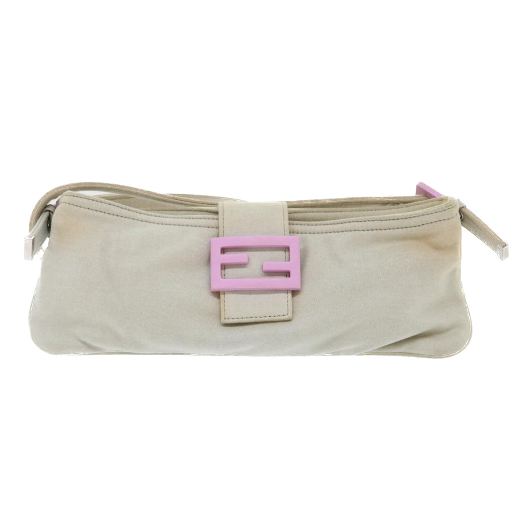 FENDI Mamma Baguette Shoulder Bag cotton Beige Pink bs7965