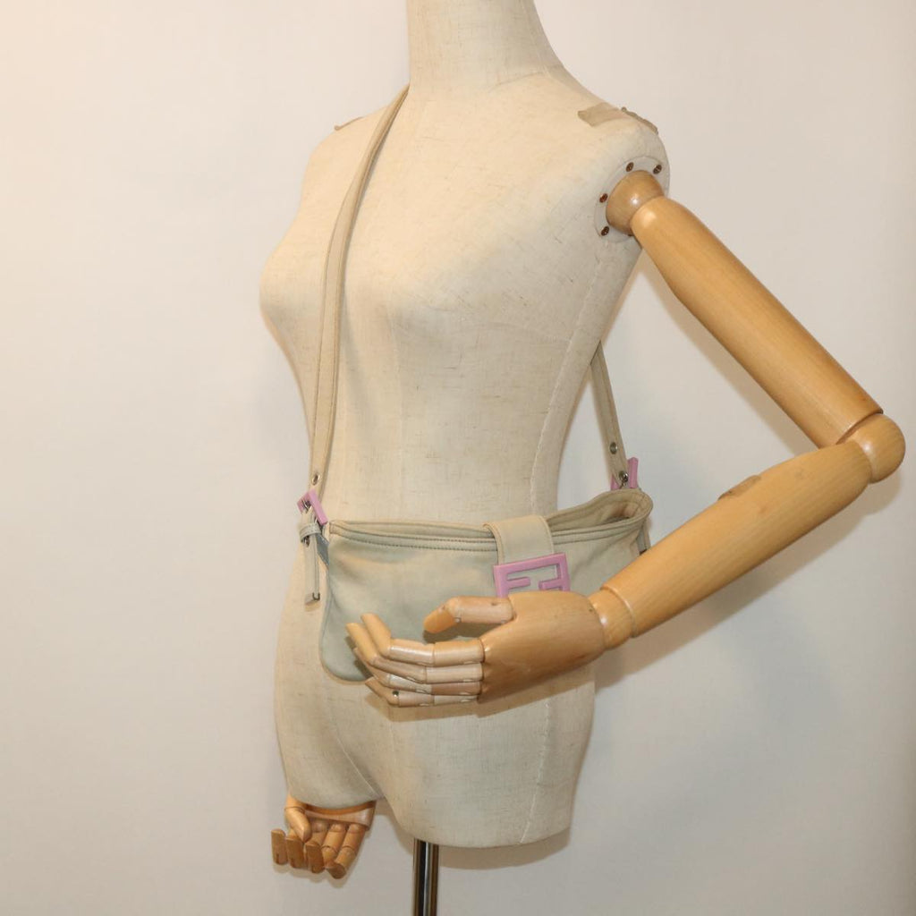 FENDI Mamma Baguette Shoulder Bag cotton Beige Pink bs7965